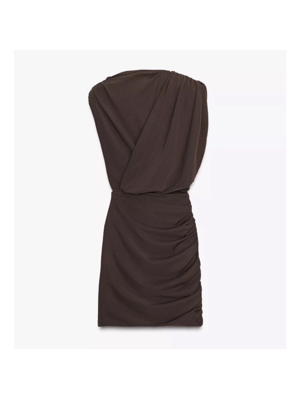 Zara Shoulder Pad Brown Ruched Mini Dress
3152/285